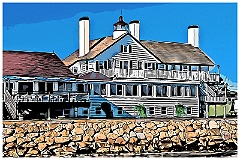 Bass River Light Sits Atop the Lighthouse Inn -Digital Painting